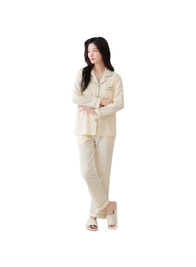 Yiershuang Women's Pajamas Spring And Autumn Loose Casual Cardigan Loungewear Set, Suitable For Outdoor Wear
