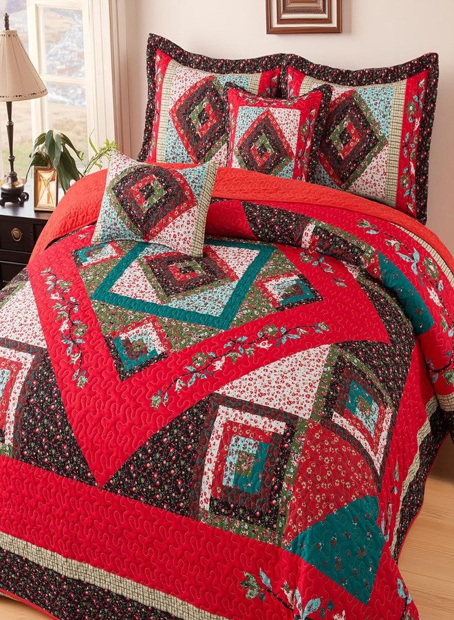 BEDIFANY Christmas California King Size Quilt Set - Cotton Bedspreads Oversized King for Bed - Lightweight Farmhouse King Quilt Bedding Sets for All Seasons, 3 Pieces - Image 3