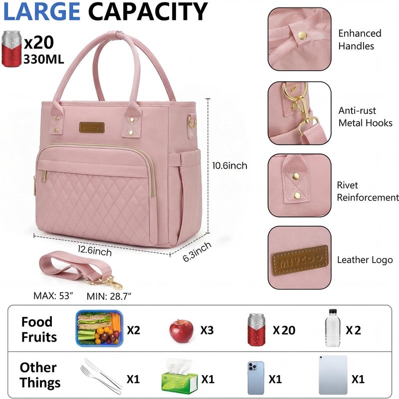 MIYCOO Lunch Bag Lunch Box Women - Leakproof Insulated Lunch Cooler Bag for Women - Large Lunch Tote Bags Adults, Pink - Image 2