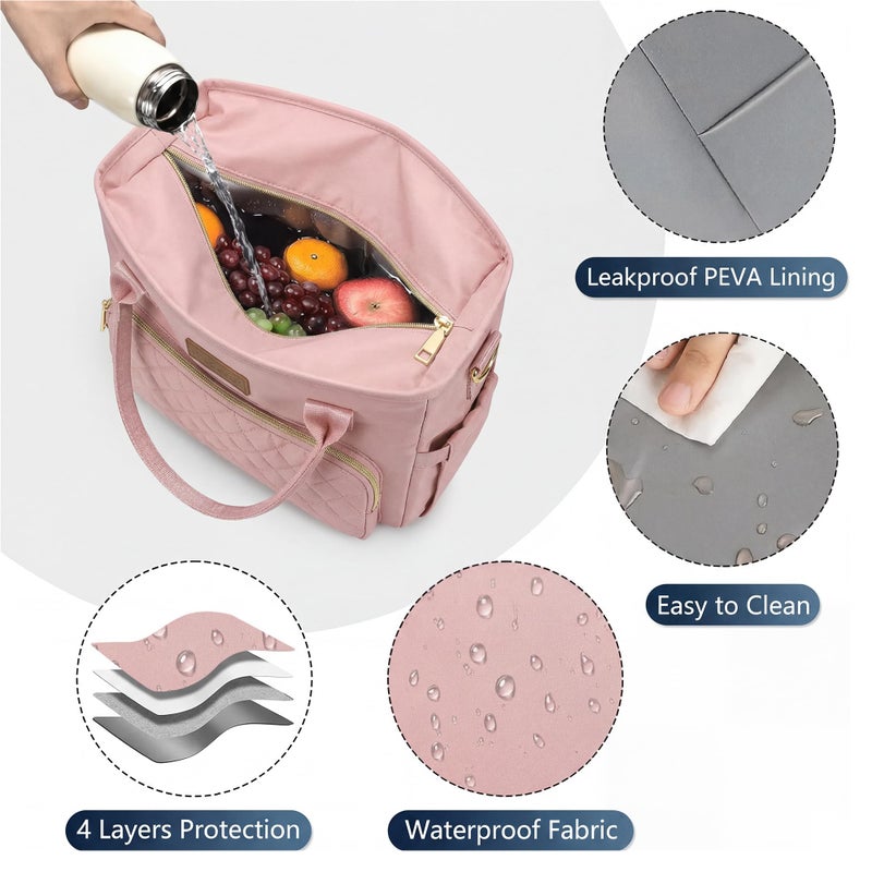 MIYCOO Lunch Bag Lunch Box Women - Leakproof Insulated Lunch Cooler Bag for Women - Large Lunch Tote Bags Adults, Pink - Image 3
