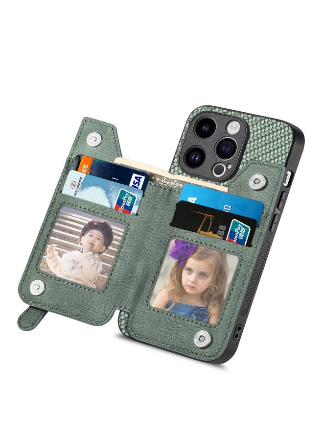 S-TOP Case For iPhone 15 Carbon Fiber Horizontal Flip Zipper Wallet Phone Case - Image 4