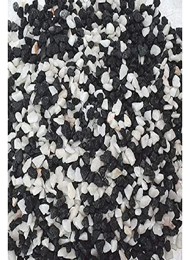Pikvy Decorative Black & White Stones Marble Chips Pebble Stones for Aquarium Home Garden Indoor & Outdoor Decoration (2 Kg) - Image 1