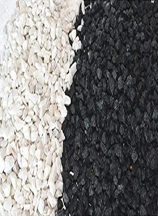 Pikvy Decorative Black & White Stones Marble Chips Pebble Stones for Aquarium Home Garden Indoor & Outdoor Decoration (2 Kg) - Image 2