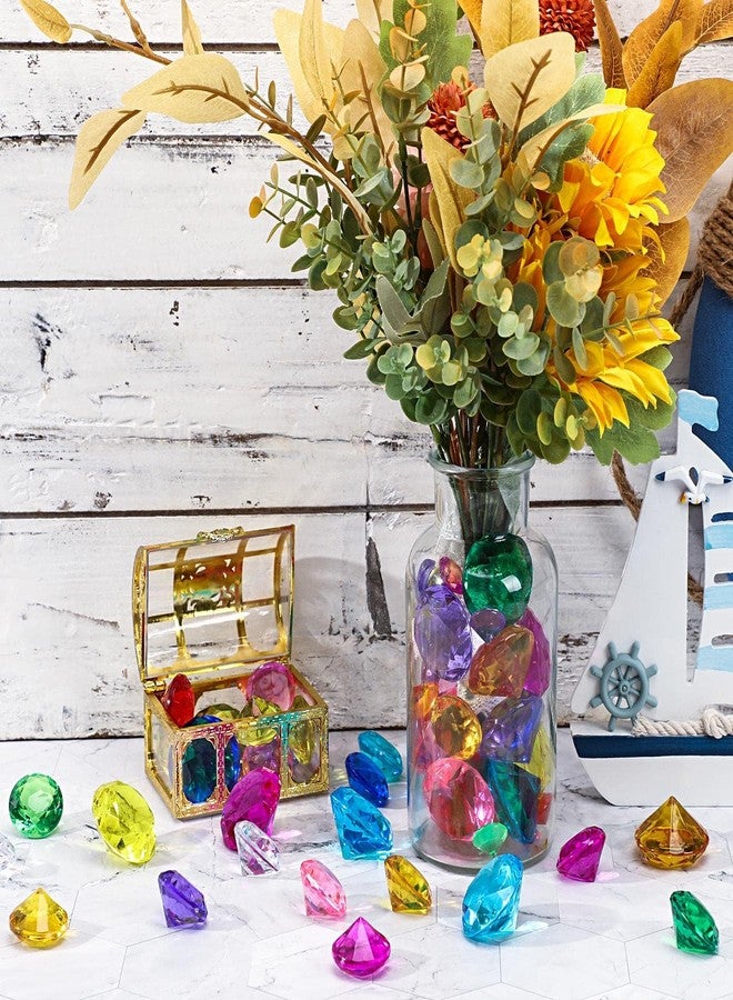 MARFOREVER 26 Pcs Diving Gem Pool Toys - 24 Colorful Big Acrylic Diamond Pool Gem Set with 2 Treasure Chest Pirate Boxes Summer Party Favors Underwater Gem Diving Dive Throw Toy Swimming Training Gift - Image 4