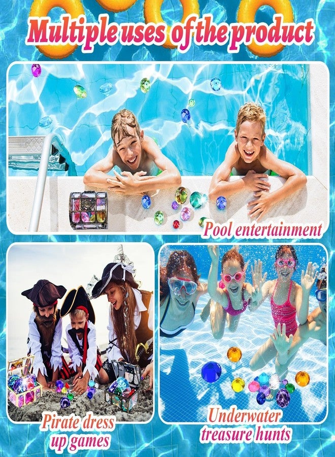 MARFOREVER 26 Pcs Diving Gem Pool Toys - 24 Colorful Big Acrylic Diamond Pool Gem Set with 2 Treasure Chest Pirate Boxes Summer Party Favors Underwater Gem Diving Dive Throw Toy Swimming Training Gift - Image 5