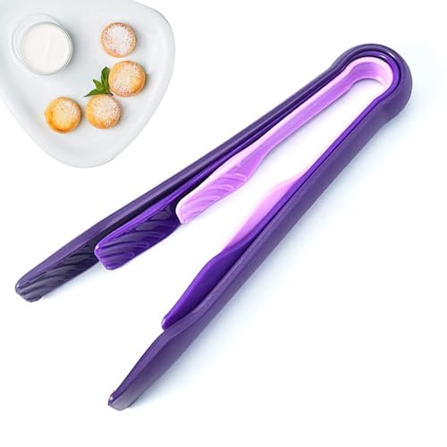 ARQIVO® 3 Piece Multifunctional Plastic Food Tongs Kitchen Bread Non-Slip Cooking Clip Clamp BBQ Salad Tools Grill Utensils - 6/8/10 Inch (Purple) - Image 4