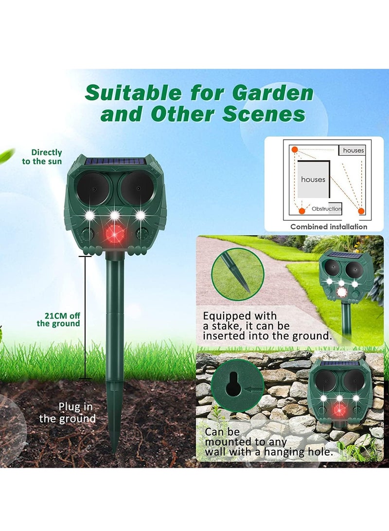 Cat Repellent, Ultrasonic Repellant, Cat Deterrent, Wild Animal Deterant, Solar Powered & Waterproof Repellent with Flashing Light, Effective for Cats, Dogs, Birds and more