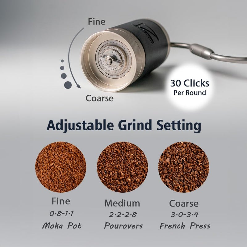 1ZPRESSO 1Zpresso J Manual Coffee Grinder Silver Capacity 35g with Assembly Stainless Steel Conical Burr - Numerical Internal Adjustable Setting  - Image 2