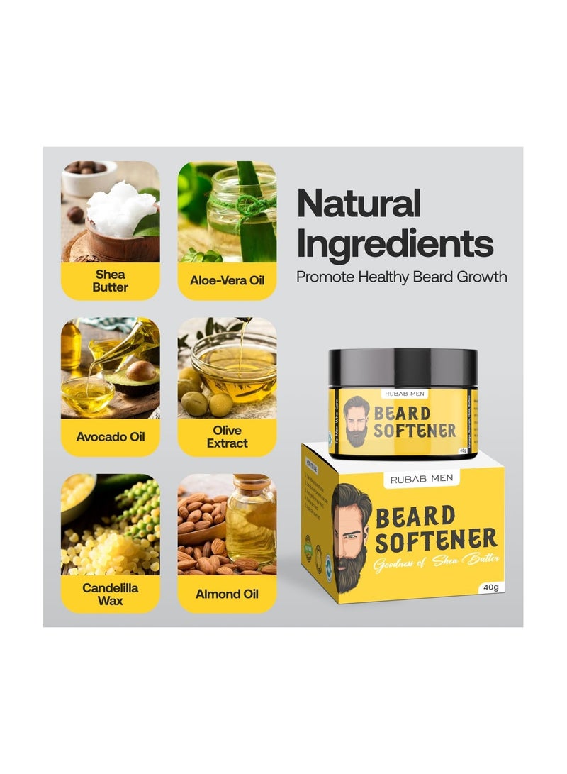 RUBAB MEN Beard Softener Cream for Men - 40g| Enriching Beard Balm Infused with Shea Butter, Avocado, Olive & Aloe Extract| No More Beard Itch! - Image 3