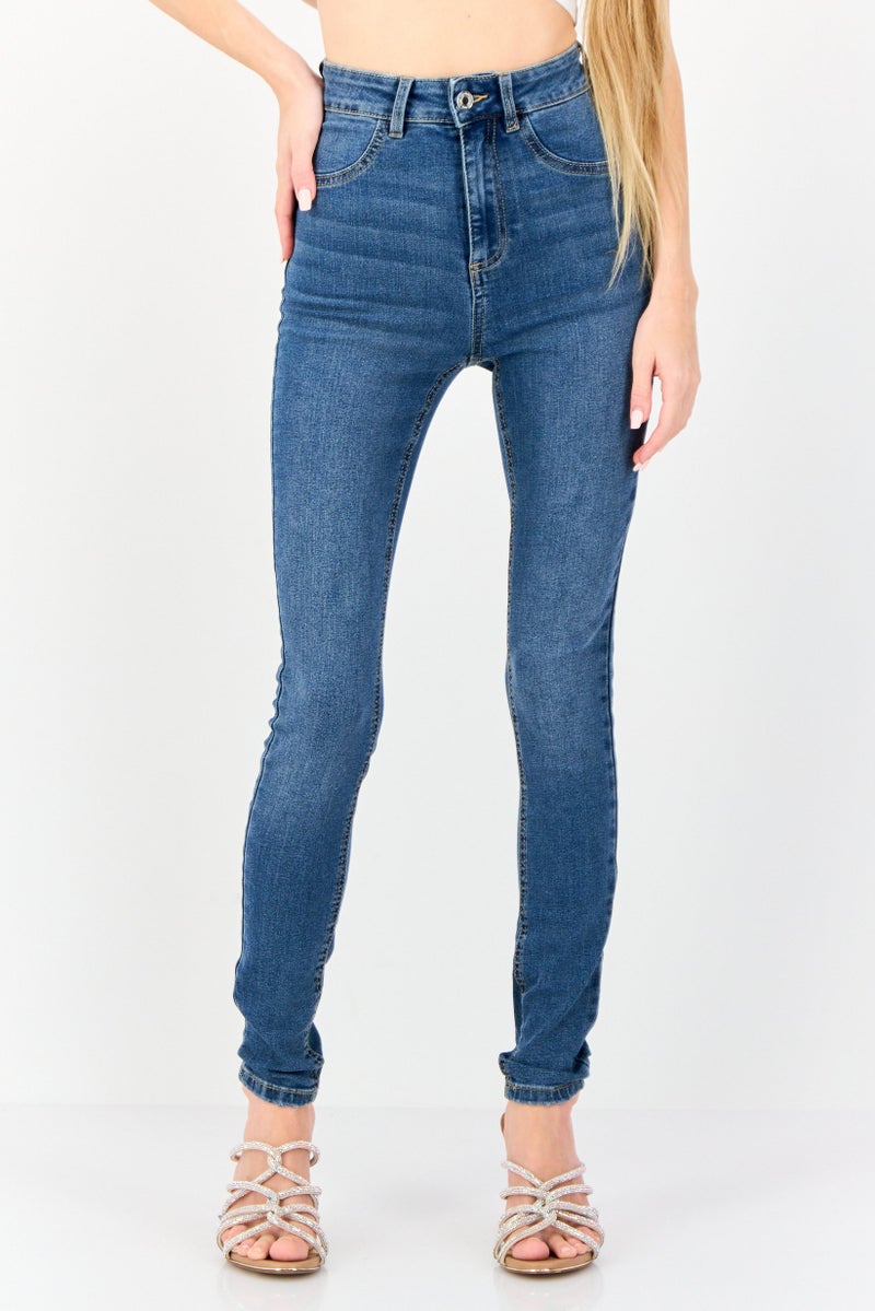 Reserved Women Regular Fit Washed Stretchable Jeans, Blue - Image 1