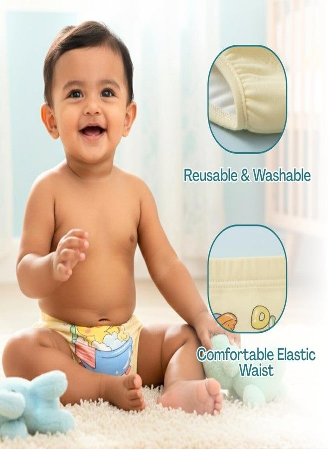 أو بيبي سراويل تدريب الأطفال القابلة لإعادة الاستخدام من قماش الموسلين من أوبابي - سراويل تدريب ناعمة للأطفال الصغار مصنوعة من قطن الموسلين - تصميم يسمح بمرور الهواء وعالي الامتصاص (مقاسات: 12 شهرًا، 24 شهرًا، 5 بوصات) لون أبيض كريمي - Image 4