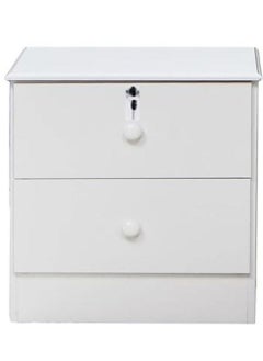 AL WADI FURNITURE AWF Al Wadi Furniture Bedside Table, Night Stand Table with Lockable Key Drawer,Easy Assembly White 40 x 40 x 45 cm, SideTable  - Image 1