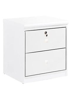 AL WADI FURNITURE AWF Al Wadi Furniture Bedside Table, Night Stand Table with Lockable Key Drawer,Easy Assembly White 40 x 40 x 45 cm, SideTable  - Image 2