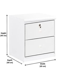 AL WADI FURNITURE AWF Al Wadi Furniture Bedside Table, Night Stand Table with Lockable Key Drawer,Easy Assembly White 40 x 40 x 45 cm, SideTable  - Image 3
