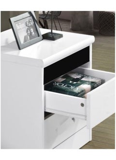 AL WADI FURNITURE AWF Al Wadi Furniture Bedside Table, Night Stand Table with Lockable Key Drawer,Easy Assembly White 40 x 40 x 45 cm, SideTable  - Image 4