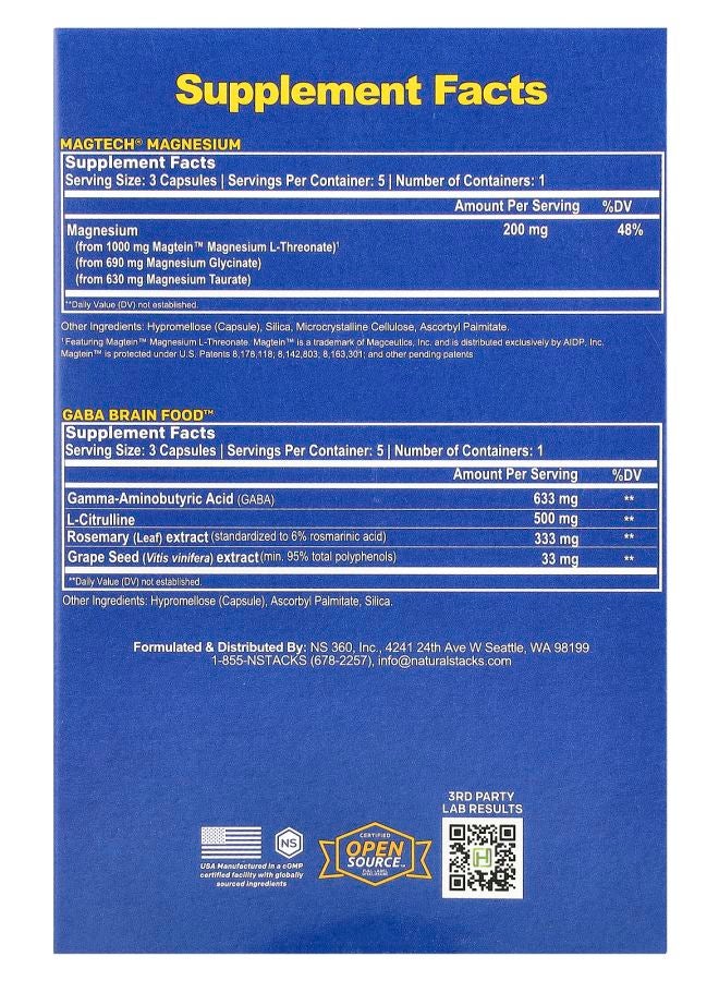 Natural Stacks Sleep Stack 2 Bottles 15 Vegetarian Capsules Each - Image 2