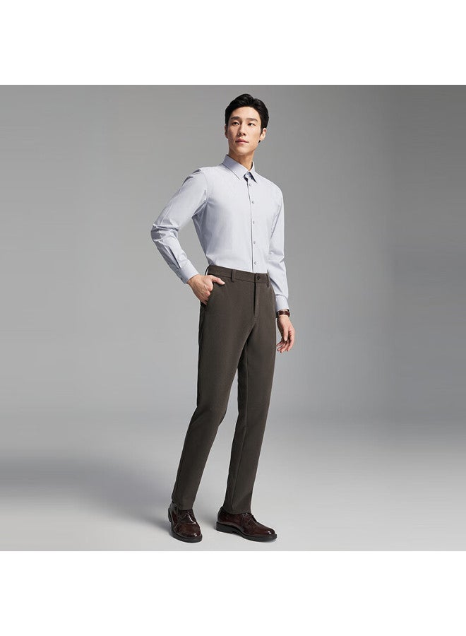 Youngor New Men's Long Sleeve Shirt Cotton Alpaca Blend Wrinkle-resistant Gray Jacquard Size 39 - Image 1
