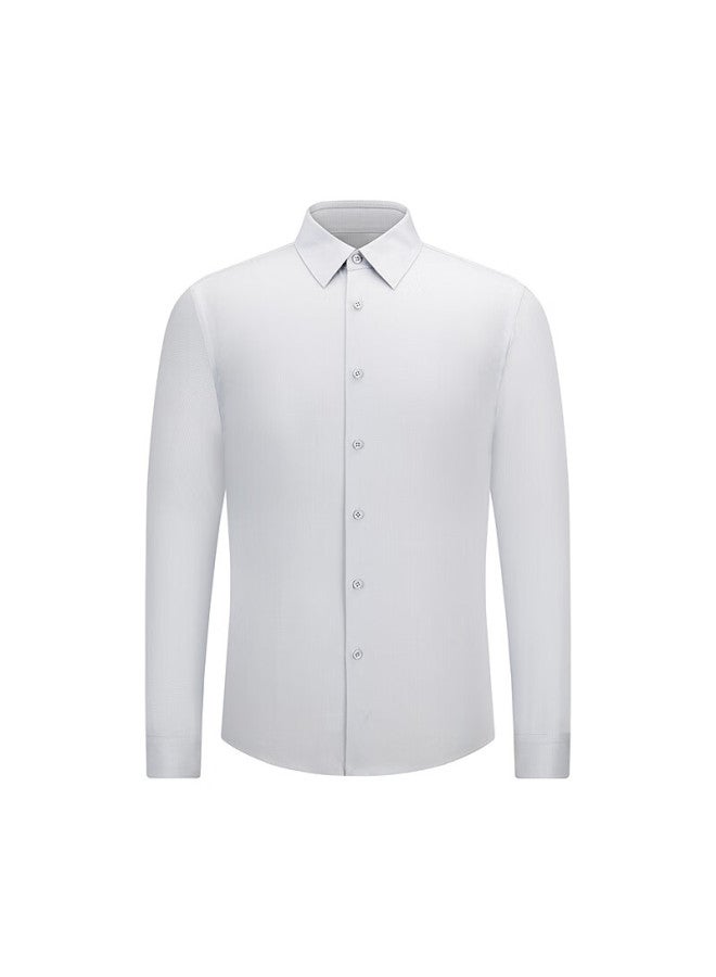 Youngor New Men's Long Sleeve Shirt Cotton Alpaca Blend Wrinkle-resistant Gray Jacquard Size 39 - Image 3