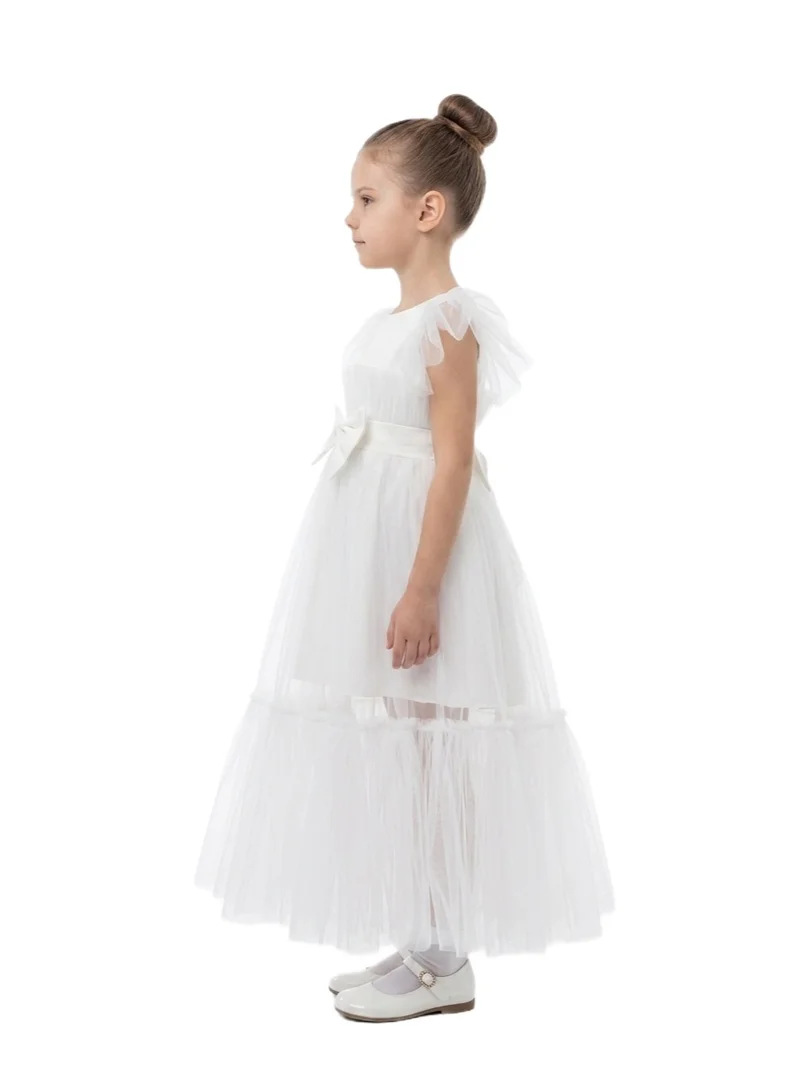 Bidani Ruffled Puff Sleeve Princess Dress - White