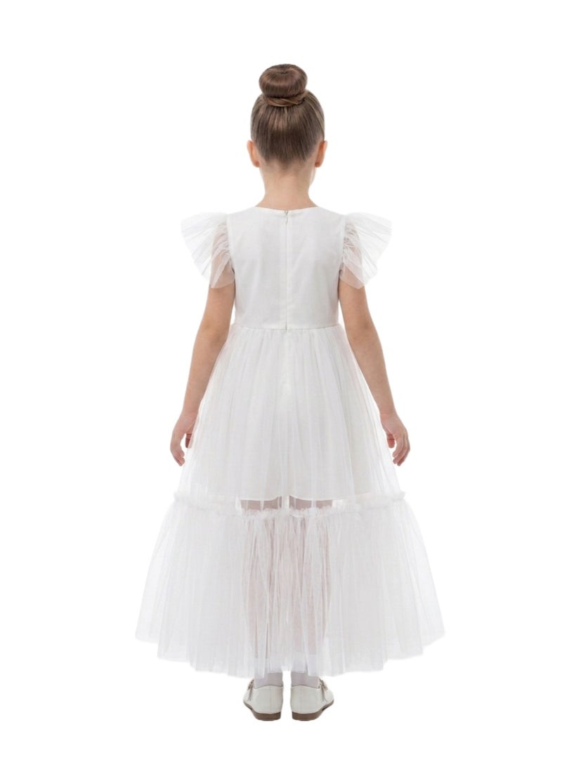 Bidani Ruffled Puff Sleeve Princess Dress - White - Image 3