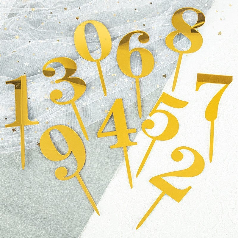 10-Pack Acrylic Number Birthday Cake ToppersGold numbers 0-9 mixed (1 small size 10cm each) Gold numbers 0-9 mixed (1 small size 10cm each) 