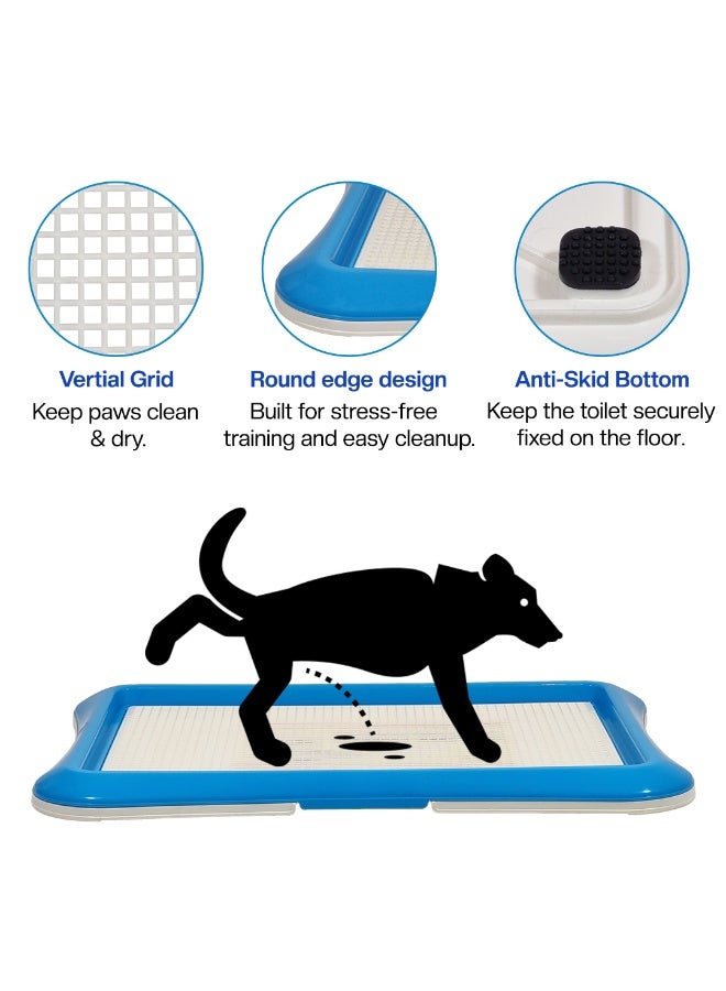 NNC PETS Dog potty tray with Detachable plastic grid and Non-slip bottom, Indoor puppy toilet training pad holder, Ideal for Small to Medium Dogs, 65 cm (Blue) - Image 3