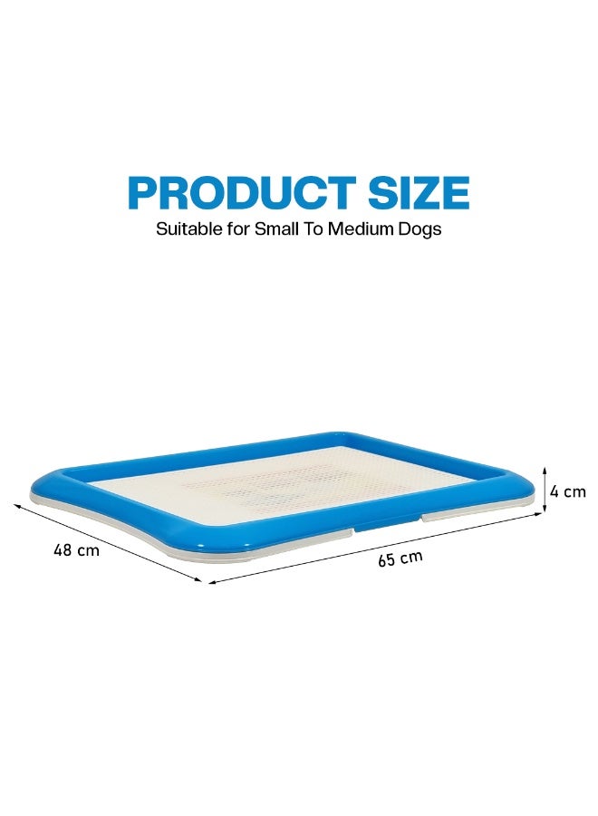 NNC PETS Dog potty tray with Detachable plastic grid and Non-slip bottom, Indoor puppy toilet training pad holder, Ideal for Small to Medium Dogs, 65 cm (Blue) - Image 2