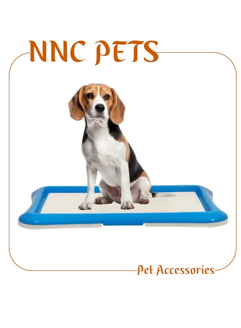 NNC PETS Dog potty tray with Detachable plastic grid and Non-slip bottom, Indoor puppy toilet training pad holder, Ideal for Small to Medium Dogs, 65 cm (Blue) - Image 1