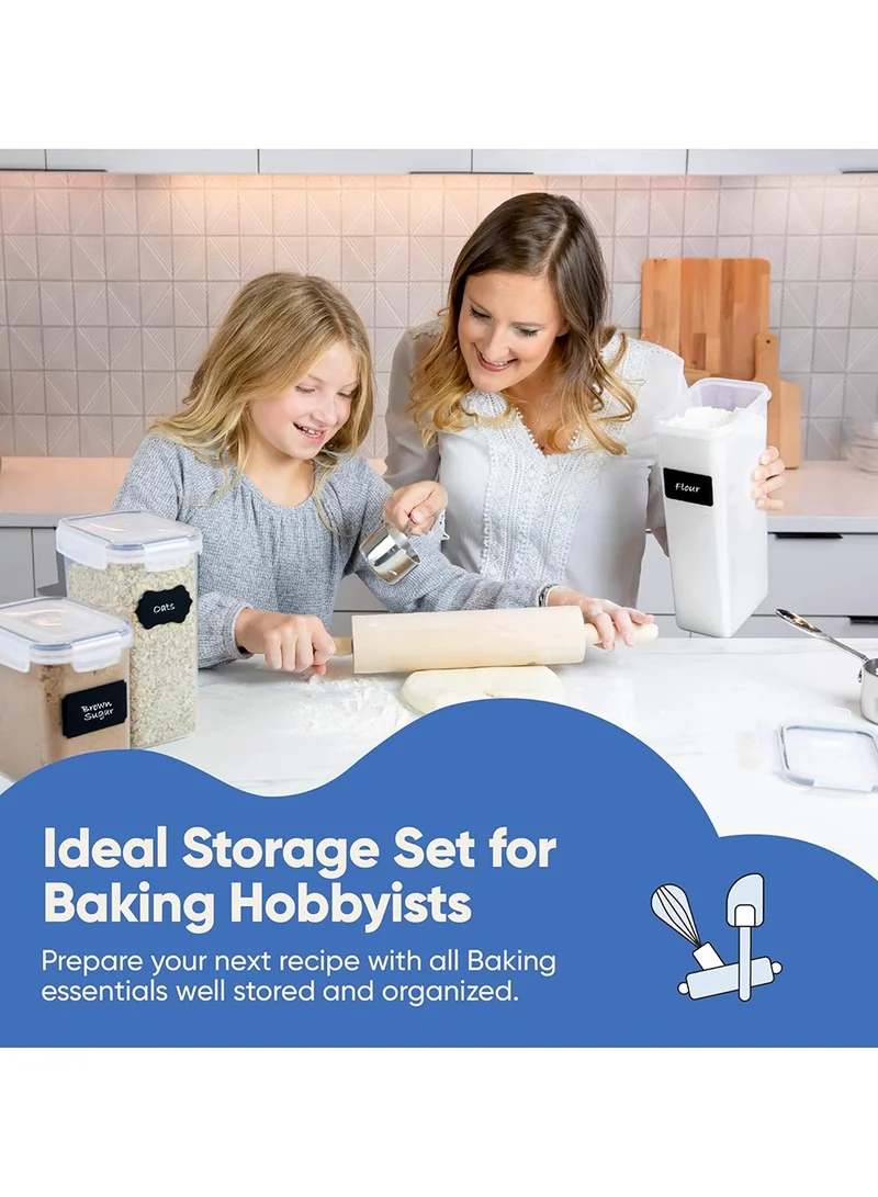 Quesera  Airtight Food Storage Container Set - 24 Piece, Kitchen & Pantry Organization, BPA-Free, Plastic Canisters with Durable Lids Ideal for Cereal, Flour & Sugar - Labels, Marker & Spoon Set  | Best Price UAE