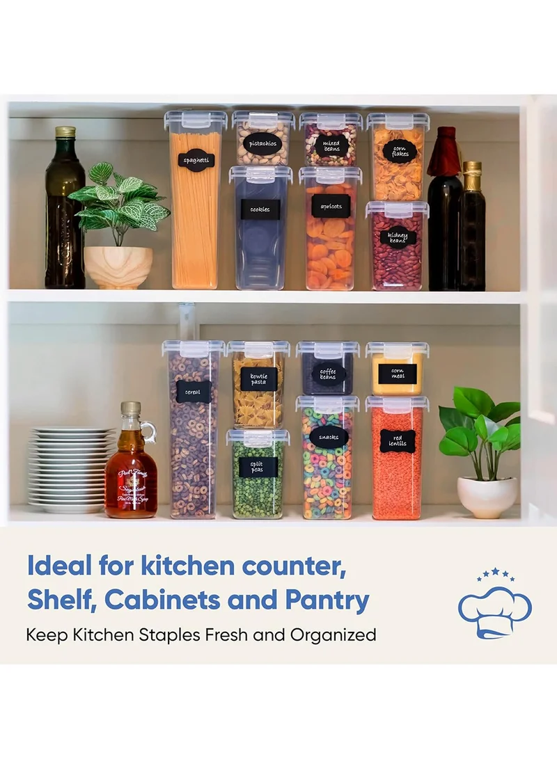 Quesera  Airtight Food Storage Container Set - 24 Piece, Kitchen & Pantry Organization, BPA-Free, Plastic Canisters with Durable Lids Ideal for Cereal, Flour & Sugar - Labels, Marker & Spoon Set  | Best Price UAE