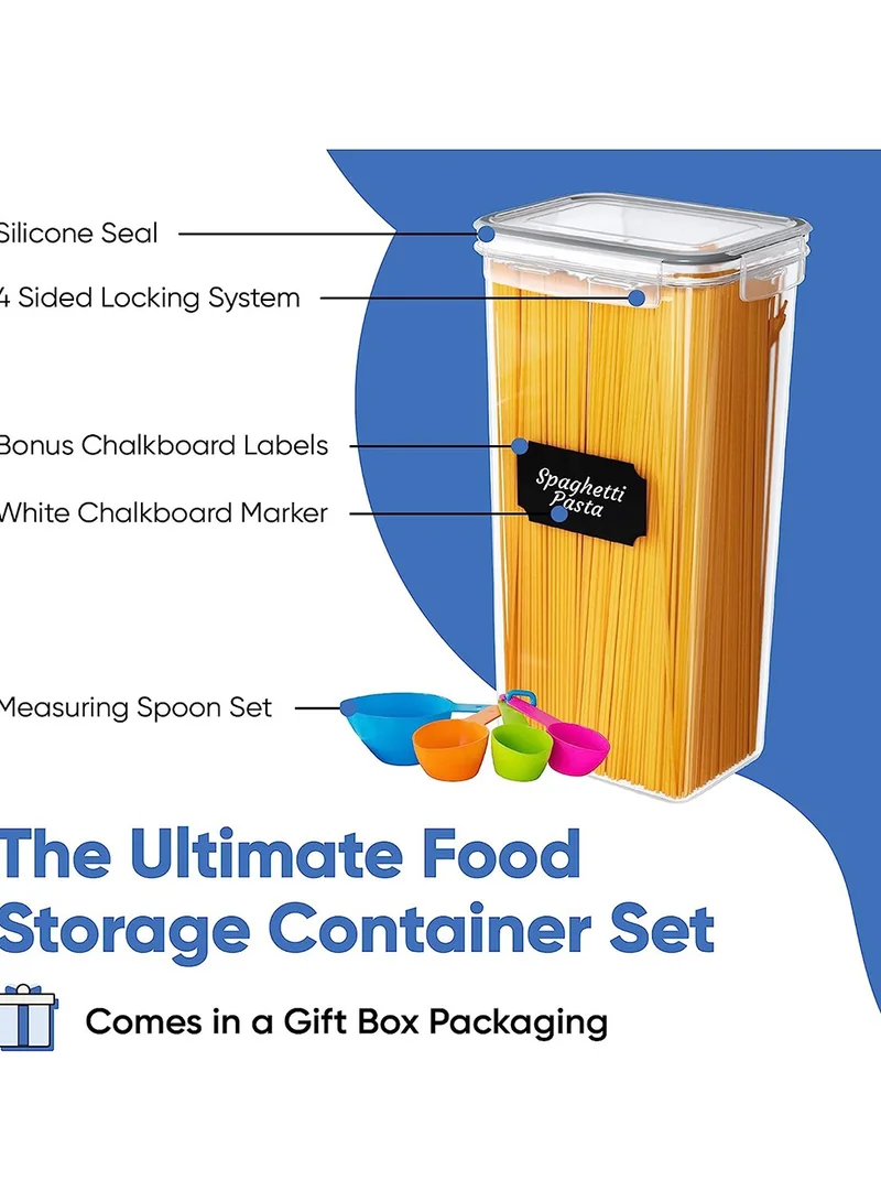 Quesera  Airtight Food Storage Container Set - 24 Piece, Kitchen & Pantry Organization, BPA-Free, Plastic Canisters with Durable Lids Ideal for Cereal, Flour & Sugar - Labels, Marker & Spoon Set  | Best Price UAE