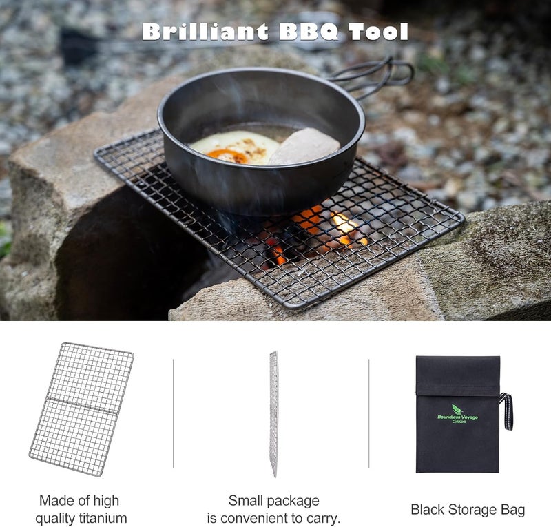 usharedo Boundless Voyage Mini Size Durable Titanium Charcoal BBQ Grill Plate Include a Carry Bag for Outdoor Camping Beach - Image 3