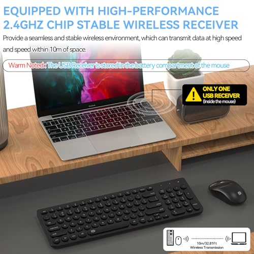 FD Wireless Keyboard and Mouse Combo, FD iK6630 2.4GHz Cordless Cute Round Key Set Smart Power-Saving Quiet Slim Combo for Laptop, Computer,TV and Mac - Image 3