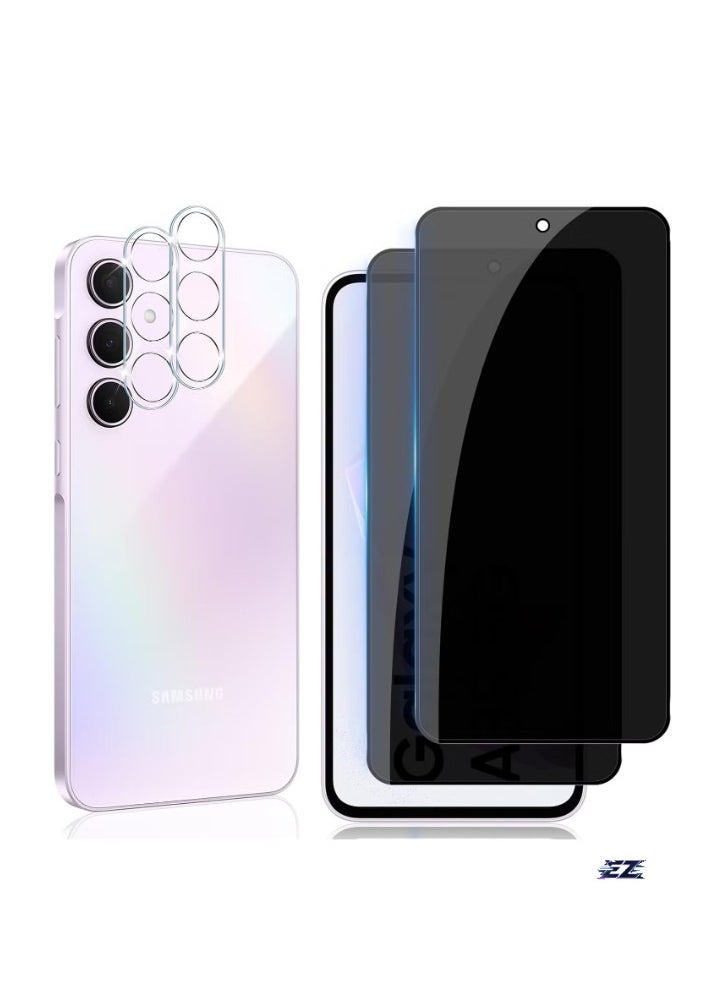 ELTRAZONE Privacy Screen Protector for Samsung Galaxy A35 5G – 2-Pack Tempered Glass with 2 Camera Lens Protectors, 9H Hardness Anti-Spy, Anti-Scratch, Bubble-Free Tempered Glass Protection for Ultimate Privacy - Image 1