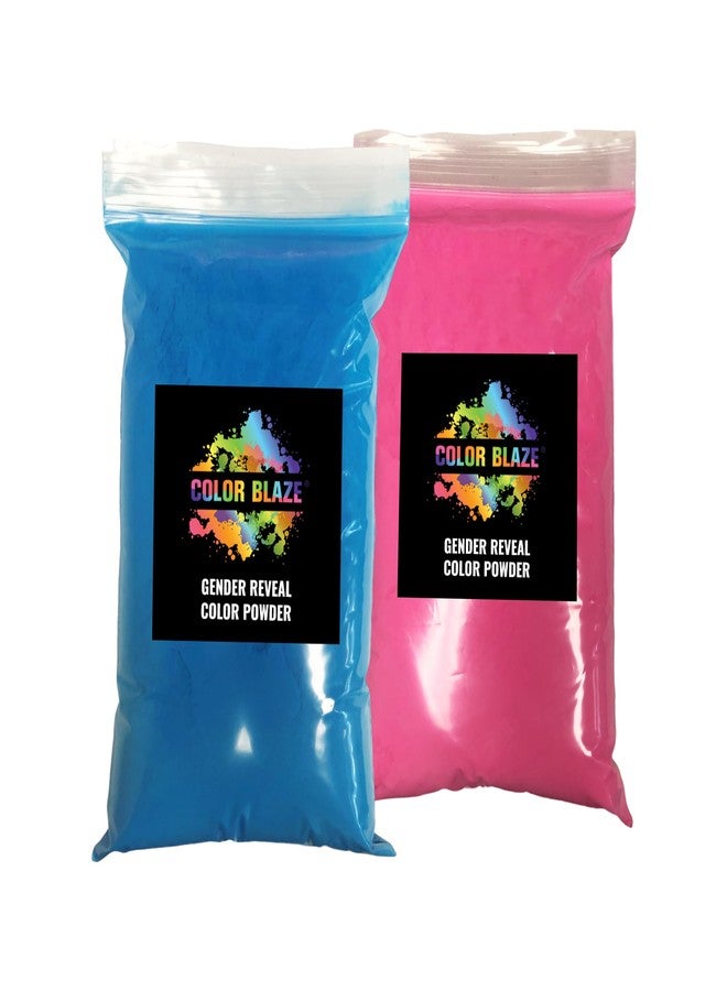 Color Blaze مسحوق كشف جنس المولود من كولور بليز - 1 رطل أزرق و1 رطل وردي - مناسب للأولاد والبنات - مثالي لحرق الإطارات في السيارات والدراجات النارية، ورش الألوان، وجلسات التصوير، والمهرجانات - عبوة من كيسين، كل كيس 1 رطل - أزرق/وردي - Image 1
