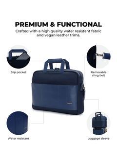Mokobara MOKOBARA The Briefcase With Adjustable Shoulder Strap Vegan Leather, Water Resistant, Blue, Fits upto 15.6" Laptops (Unisex, Surf Camp)  - Image 4