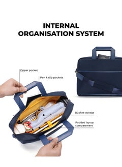 Mokobara MOKOBARA The Briefcase With Adjustable Shoulder Strap Vegan Leather, Water Resistant, Blue, Fits upto 15.6" Laptops (Unisex, Surf Camp)  - Image 5