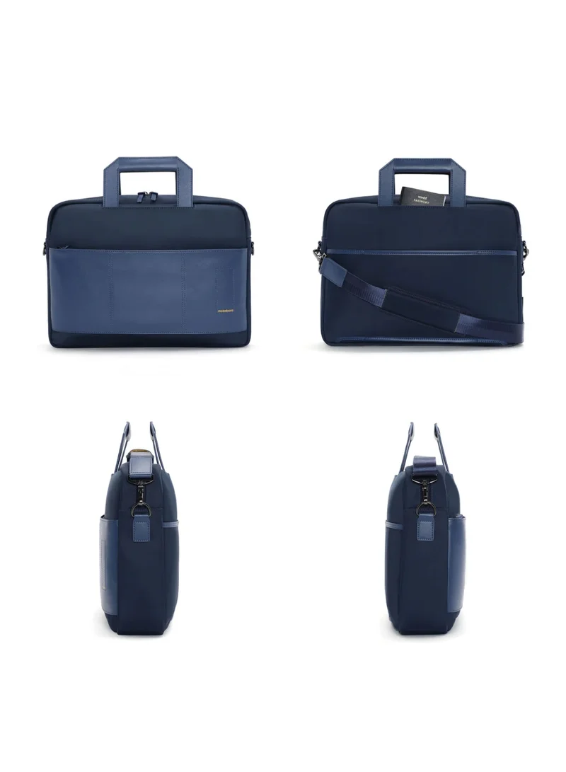 موكوبارا للتجارة ذ.م.م The Briefcase With Adjustable Shoulder Strap Vegan Leather, Water Resistant, Blue, Fits upto 15.6" Laptops (Unisex, Surf Camp)