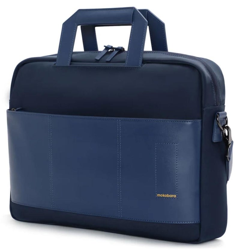 Mokobara The Briefcase With Adjustable Shoulder Strap Vegan Leather, Water Resistant, Blue, Fits upto 15.6" Laptops (Unisex, Surf Camp) - Image 1