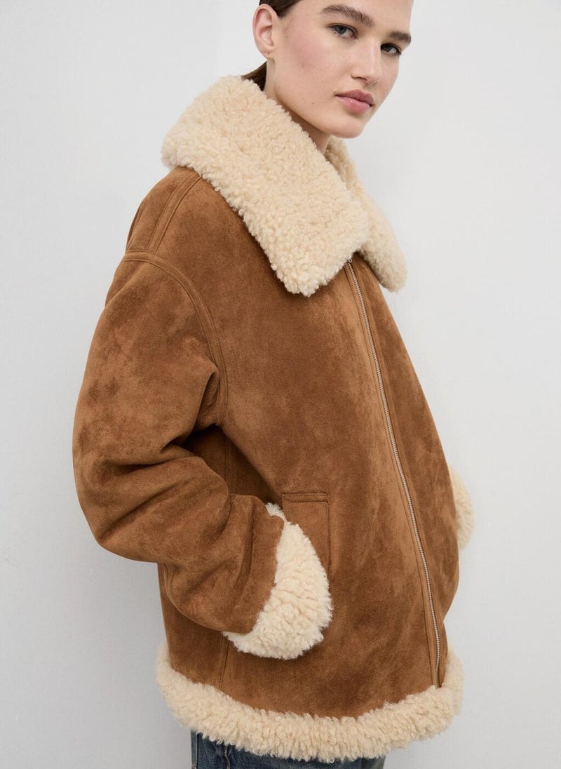 MANGO Shearling and suede-effect jacket - Image 3