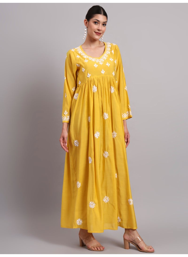 Alaya Hand Embroidered Chikankari Chanderi Jalabiya-AL4087 - Image 5