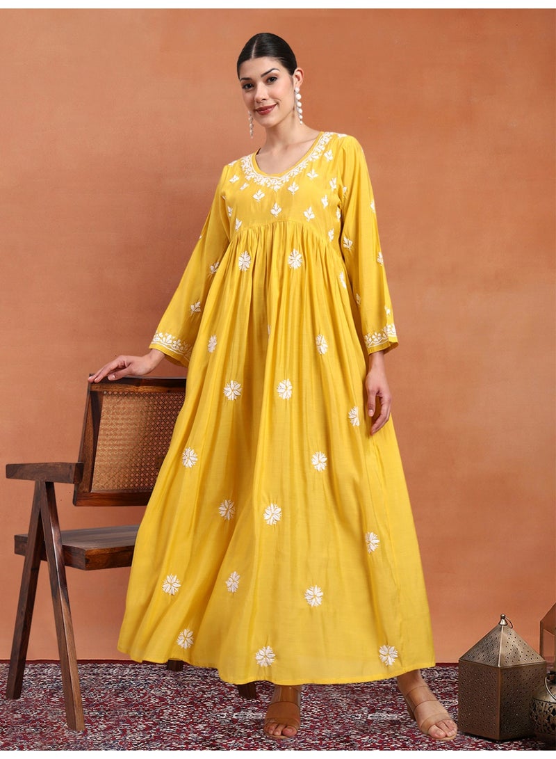 Alaya Hand Embroidered Chikankari Chanderi Jalabiya-AL4087 - Image 1