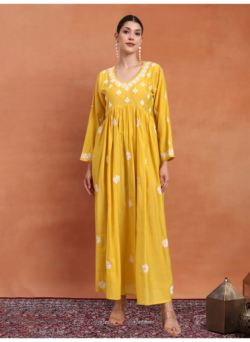 Alaya Hand Embroidered Chikankari Chanderi Jalabiya-AL4087 - Image 2