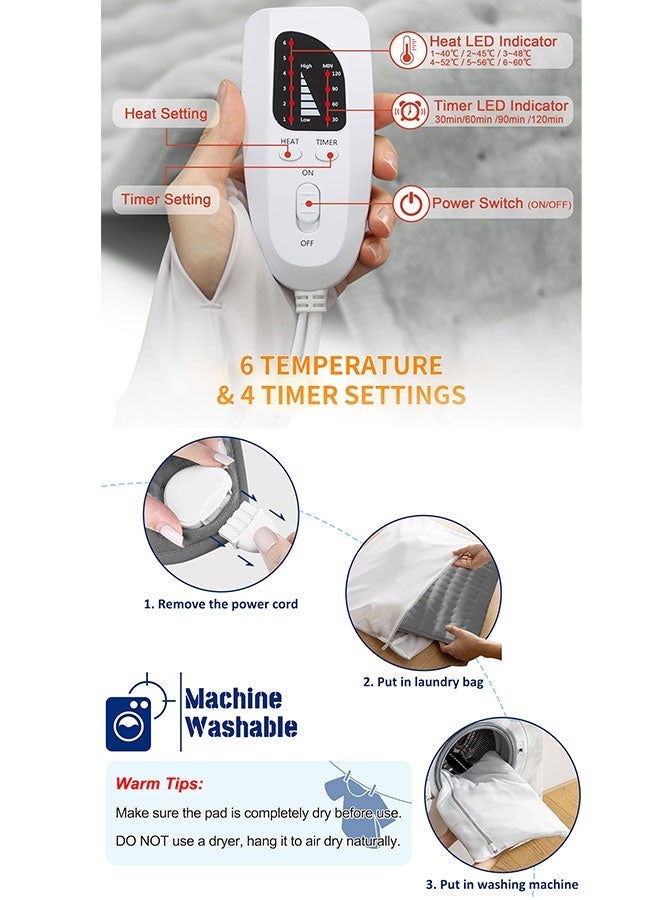 وسادة تدفئة كهربائية، وسادة تدفئة كهربائية للظهر والتشنجات، ضغط ساخن عميق الاختراق، تحكم متعدد في درجات الحرارة، حماية آمنة من الحرارة الزائدة، قابلة للغسل في الغسالة - Image 3