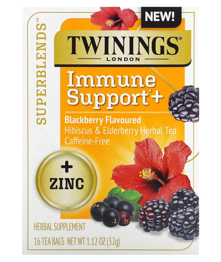 Superblends™ Immune Support+ Hibiscus & Elderberry Herbal Tea Blackberry Caffeine-Free 16 Tea Bags 1.12 oz (32 g)