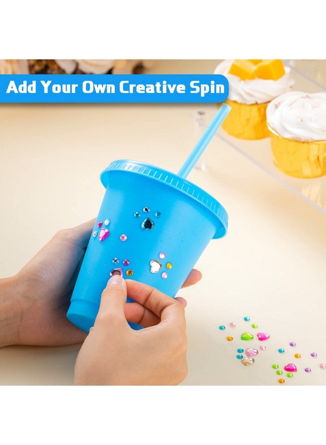 Potchen 36 Pcs Christmas Glitter Reusable Cup with Straws and Lids, Plastic Tumbler with Lids and Straws Bulk Color Party Coffee Cup - Image 4