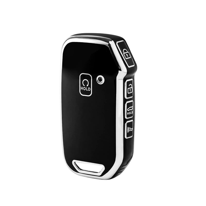 غطاء مفتاح OFFCURVE لكيا - غطاء خاص لحافظة مفتاح كيا سيد Cerato Forte Niro Seltos Sorento Soul Sportage Telluride K5 - ملحقات مفتاح ذكي بدون مفتاح باللون الأسود