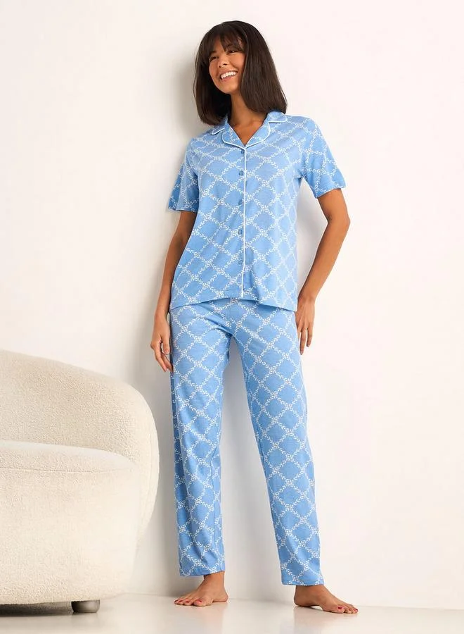 سبلاش فيڤ Pyjama Set Button Down Shirt and Pants