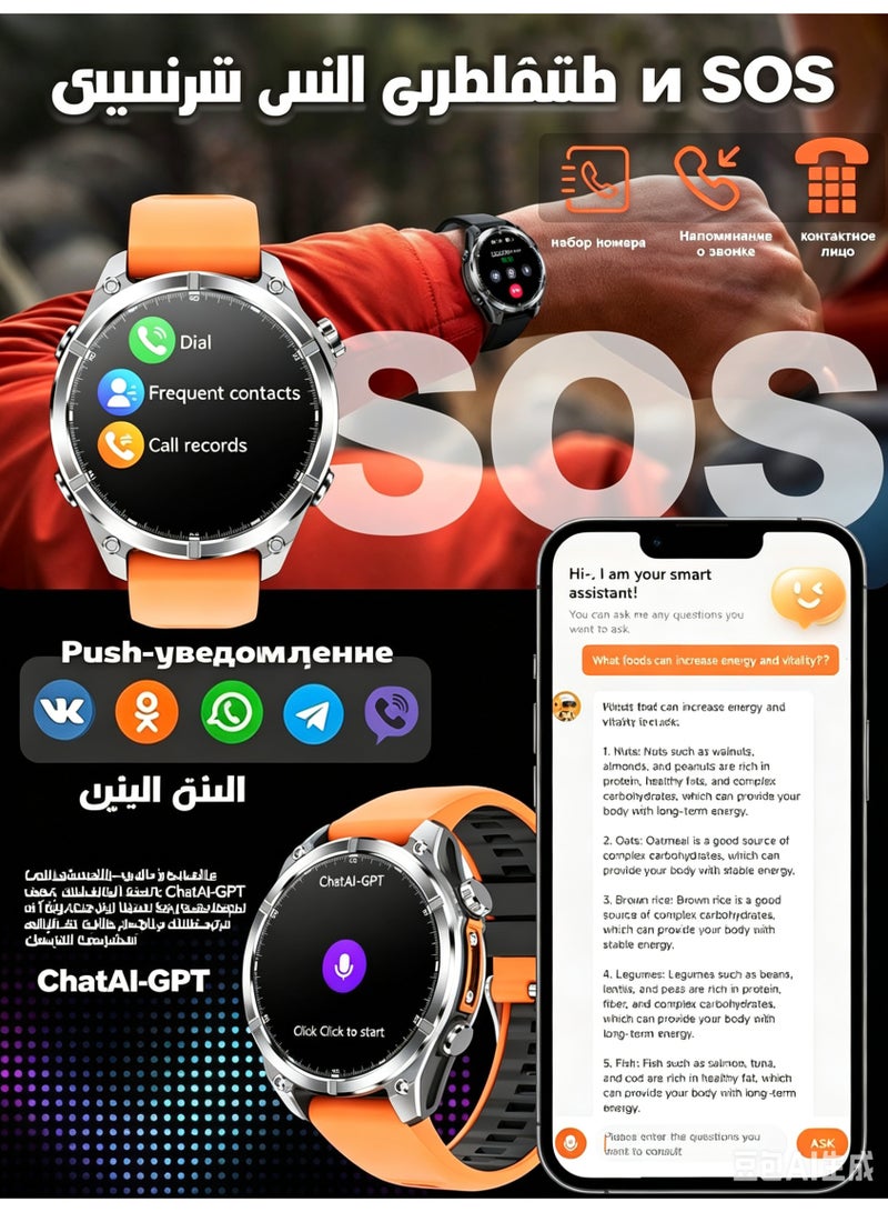 Smart Watch for Men Women, 1.43" AMOLED HD Display, Bluetooth Call, 400mAh Battery, IP68 Waterproof Fitness Tracker with Compass & Altimeter - Image 5