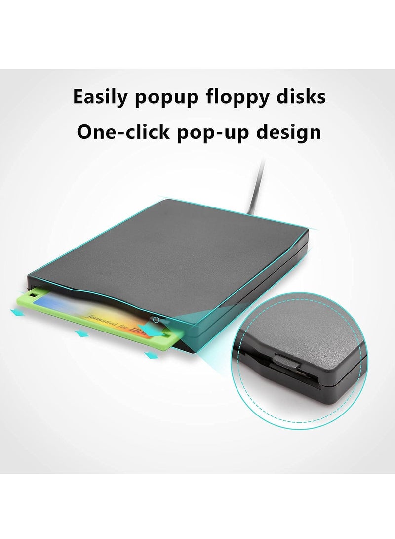 محرك أقراص USB خارجي 3.5 بوصة محمول 1.44 ميجابايت FDD ، قابل للتشغيل والتشغيل لأجهزة الكمبيوتر المحمولة Windows 2000 / XP / Vista / 7/8 - Image 3